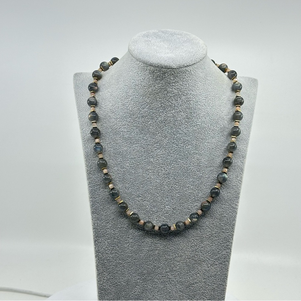 Labradorite Necklace with Peach Moonstone Accents